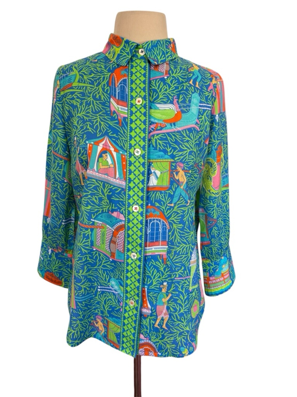 Gretchen Scott Button Down Shirt With Three-Quarter Sleeve